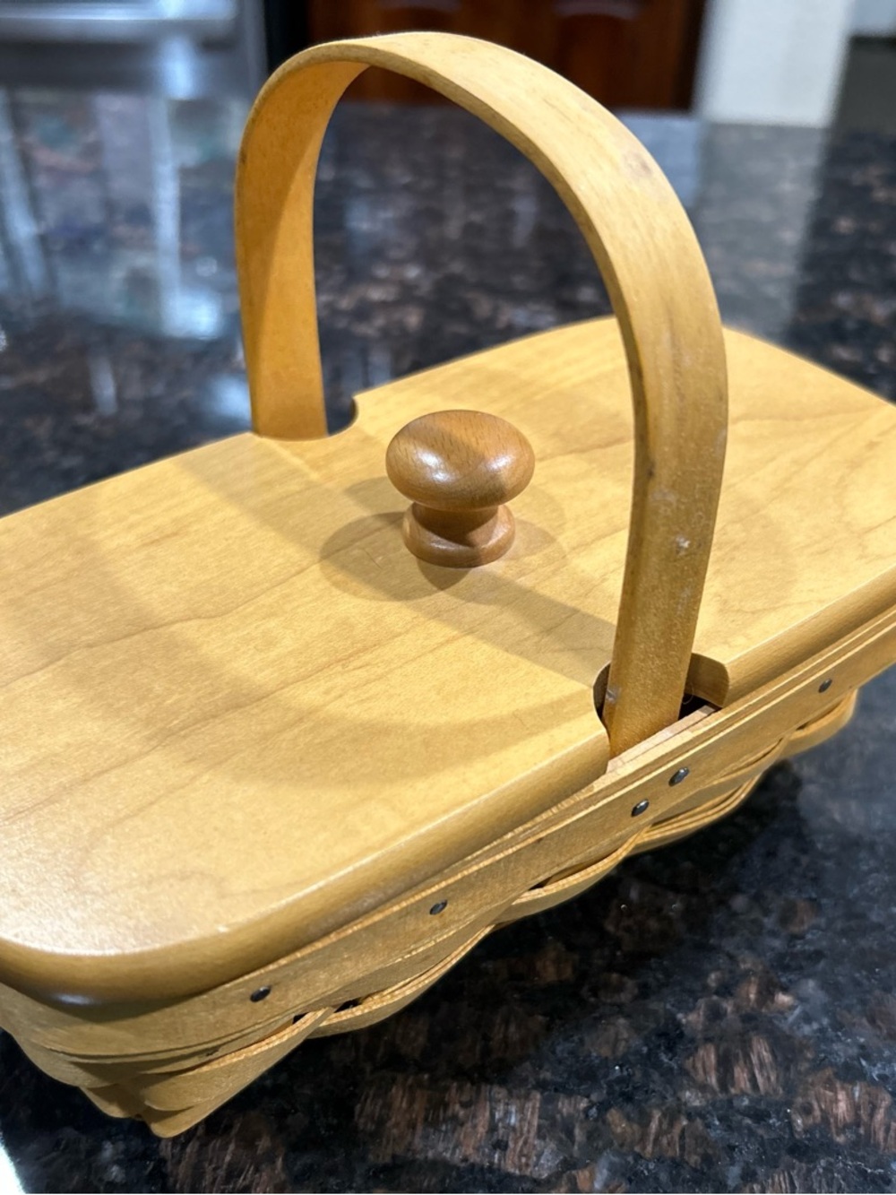 Longerberger Basket w/Wood Lid & Handle